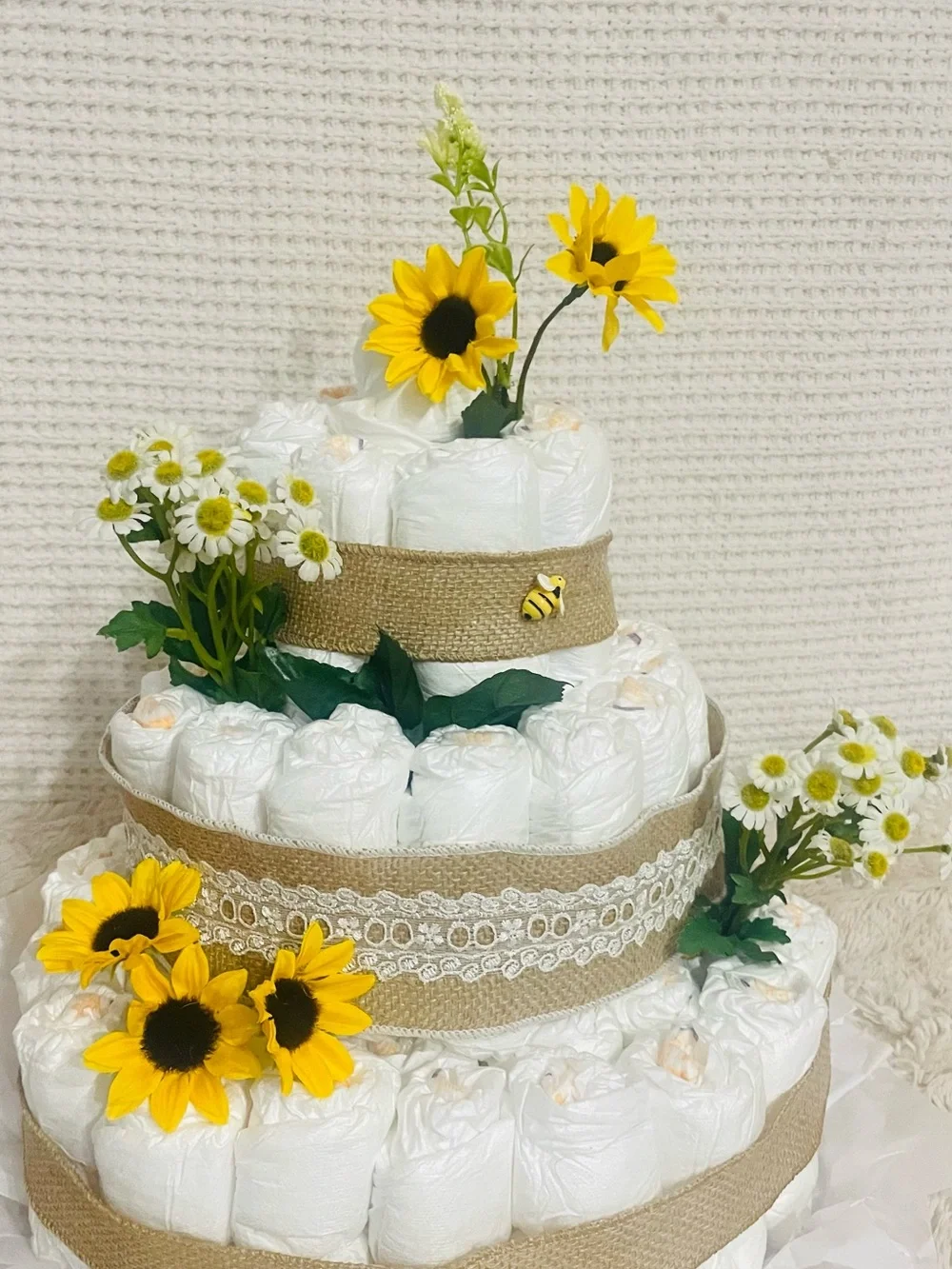 Neutral Baby Diaper Cake Centerpiece with any  Accents can be customized !!